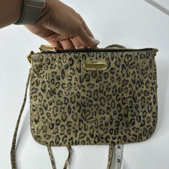 REBECCA MINKOFF 3 Zip Moto Crossbody Bag LEOPARD pouch suede small - Picture 5 of 6